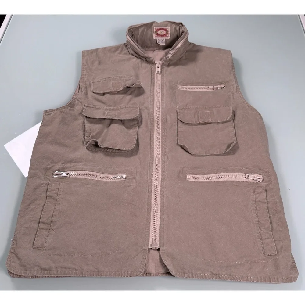 VTG 80s Banana Republic Hooded Bush Vest Mens M Safari Travel Mill Vally Khaki